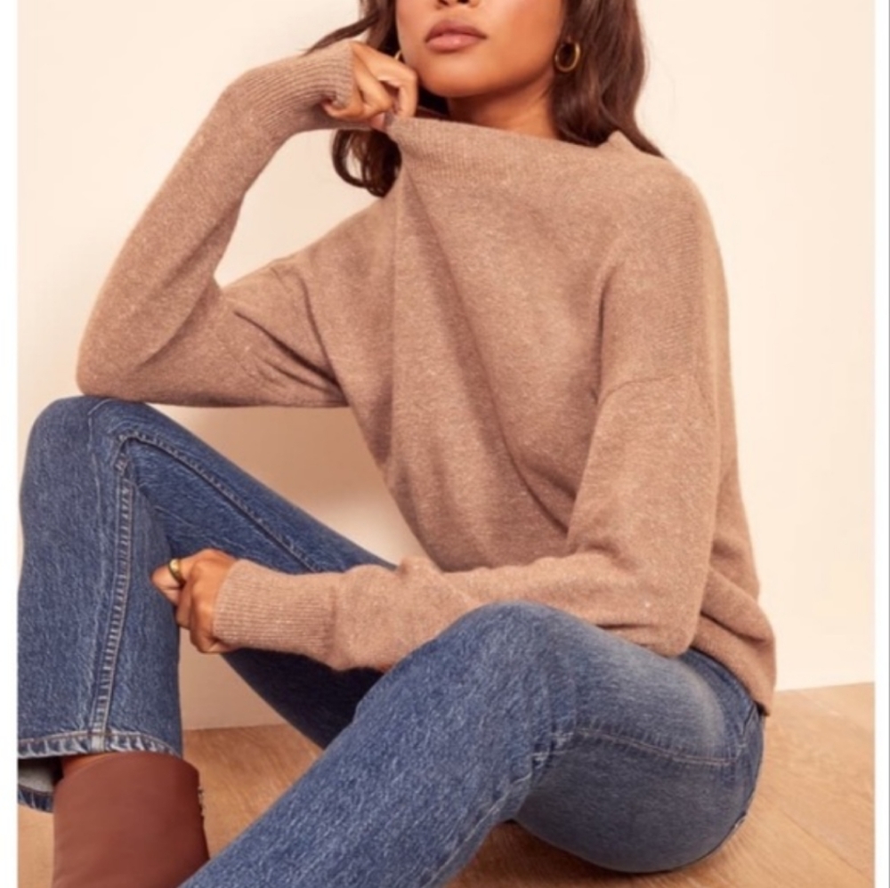 Reformation Beige Crewneck Sweater